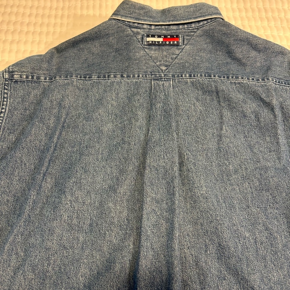 Vintage 90s Tommy Jeans Tommy Hilfiger Classic Blue Denim Shirt men’s size large - Picture 5 of 8